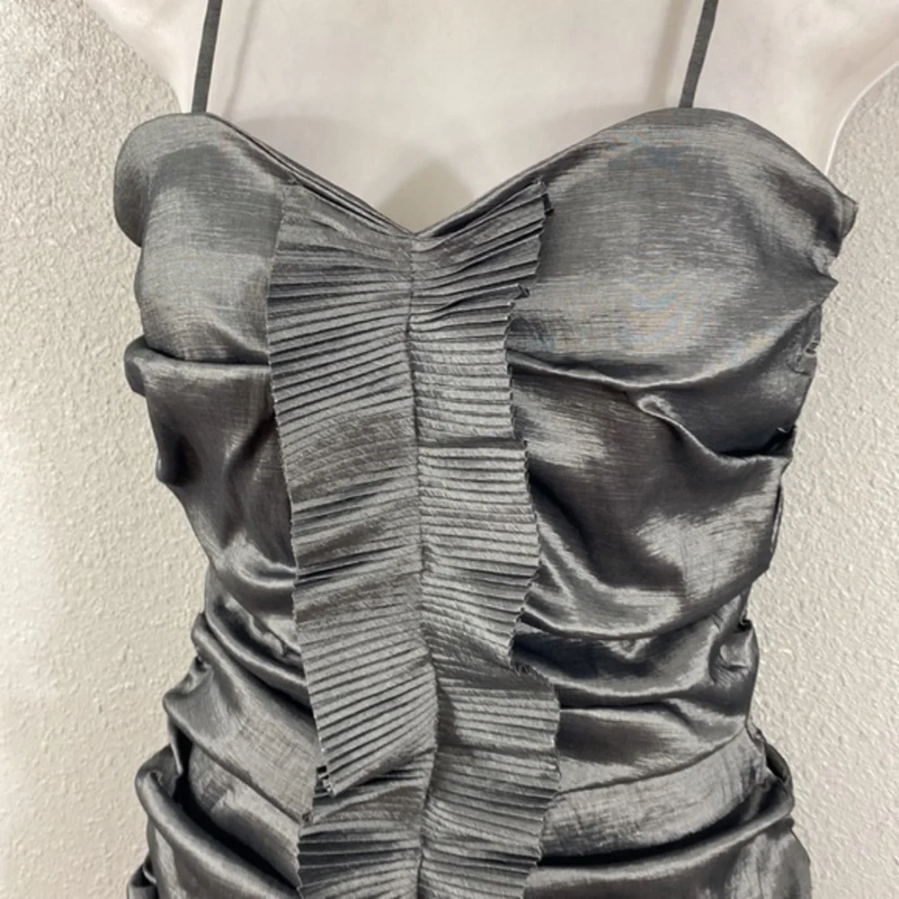 NWT Calvin Klein gunmetal silver gray ruching bodycon dress 4 N21 - Picture 9 of 11
